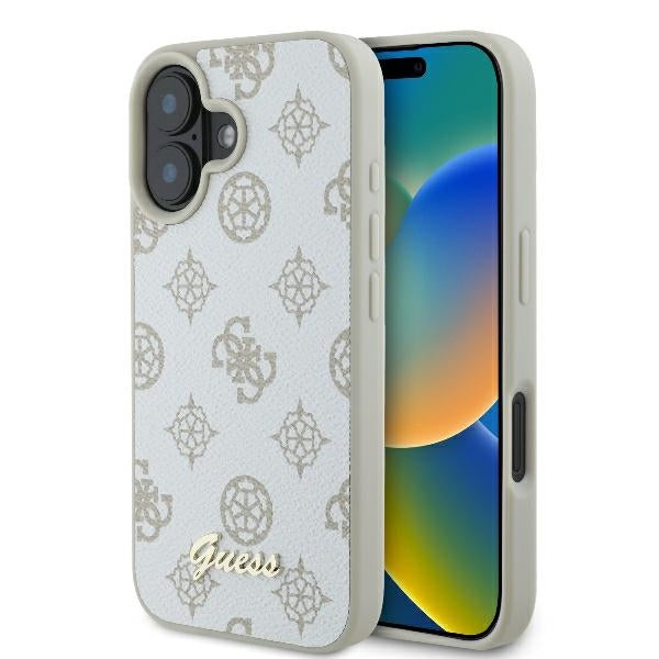 MagSafe futrola za Apple iPhone 16, Guess, Peony Script, Bijela