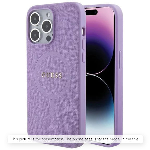 MagSafe futrola za Apple iPhone 16, Guess, Saffiano, Ljubičasta