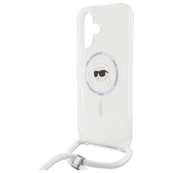 Futrola MagSafe za Apple iPhone 16, Karl Lagerfeld, IML Crossbody Karl's Head, Prozirna