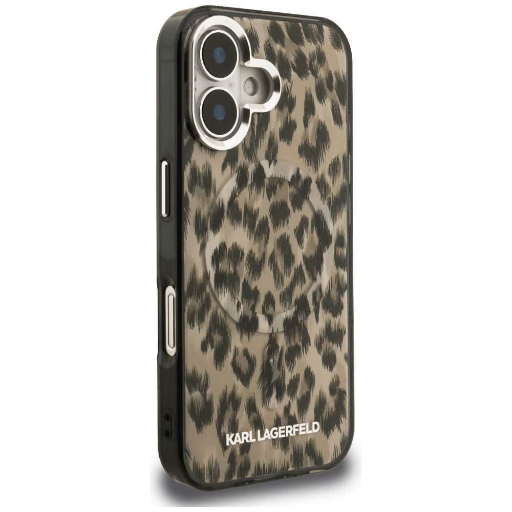 Futrola MagSafe za Apple iPhone 16, Karl Lagerfeld, IML Leopard uzorak, smeđa