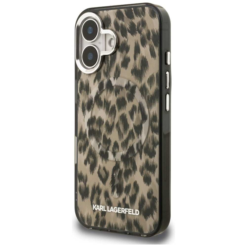 Futrola MagSafe za Apple iPhone 16, Karl Lagerfeld, IML Leopard uzorak, smeđa