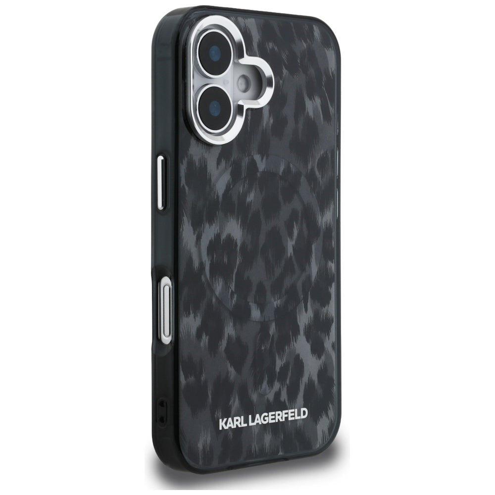 MagSafe futrola za Apple iPhone 16, Karl Lagerfeld, IML Leopard uzorak, Crna