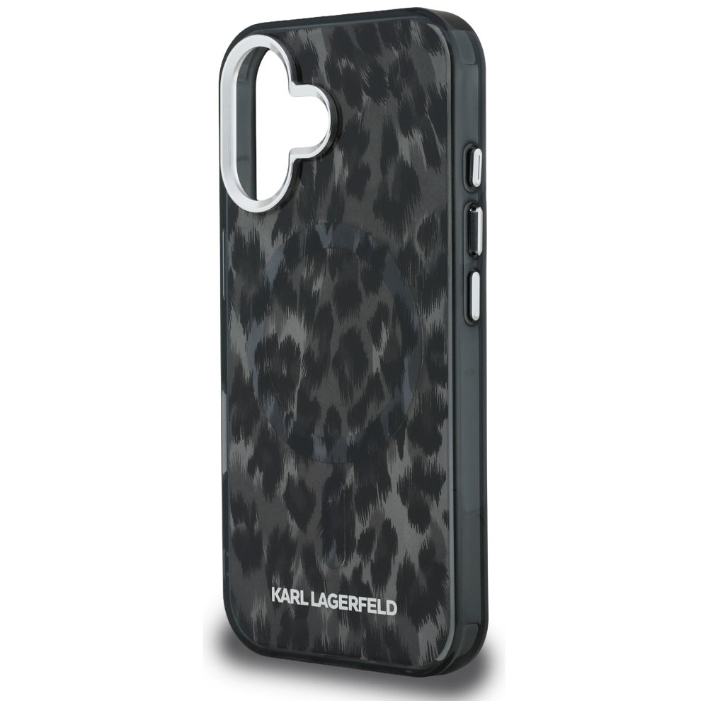 MagSafe futrola za Apple iPhone 16, Karl Lagerfeld, IML Leopard uzorak, Crna