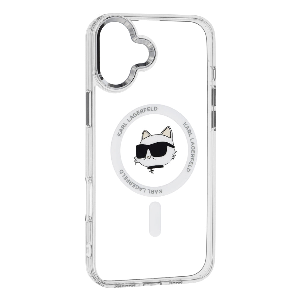 Futrola MagSafe za Apple iPhone 16, Karl Lagerfeld, IML Metal Choupette's Head, Bijela
