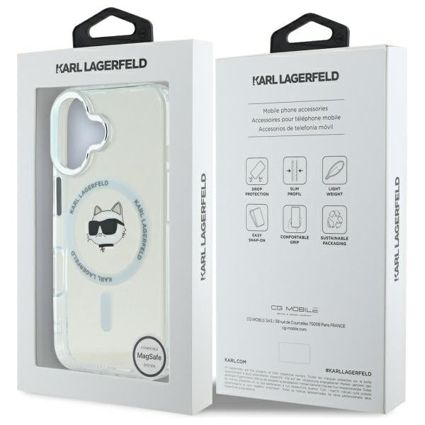 Futrola MagSafe za Apple iPhone 16, Karl Lagerfeld, IML Metal Choupette's Head, Bijela