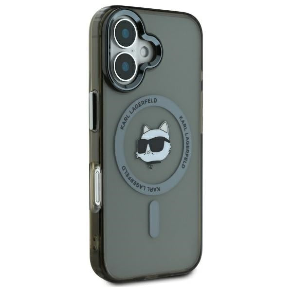 Futrola MagSafe za Apple iPhone 16, Karl Lagerfeld, IML Metal Choupette's Head, Crna
