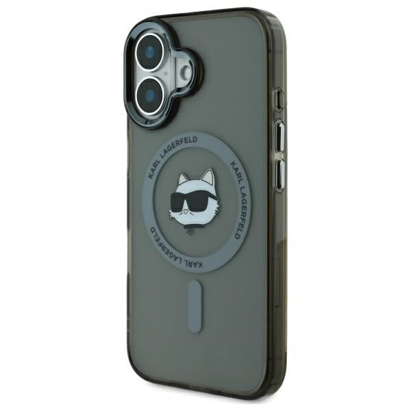 Futrola MagSafe za Apple iPhone 16, Karl Lagerfeld, IML Metal Choupette's Head, Crna