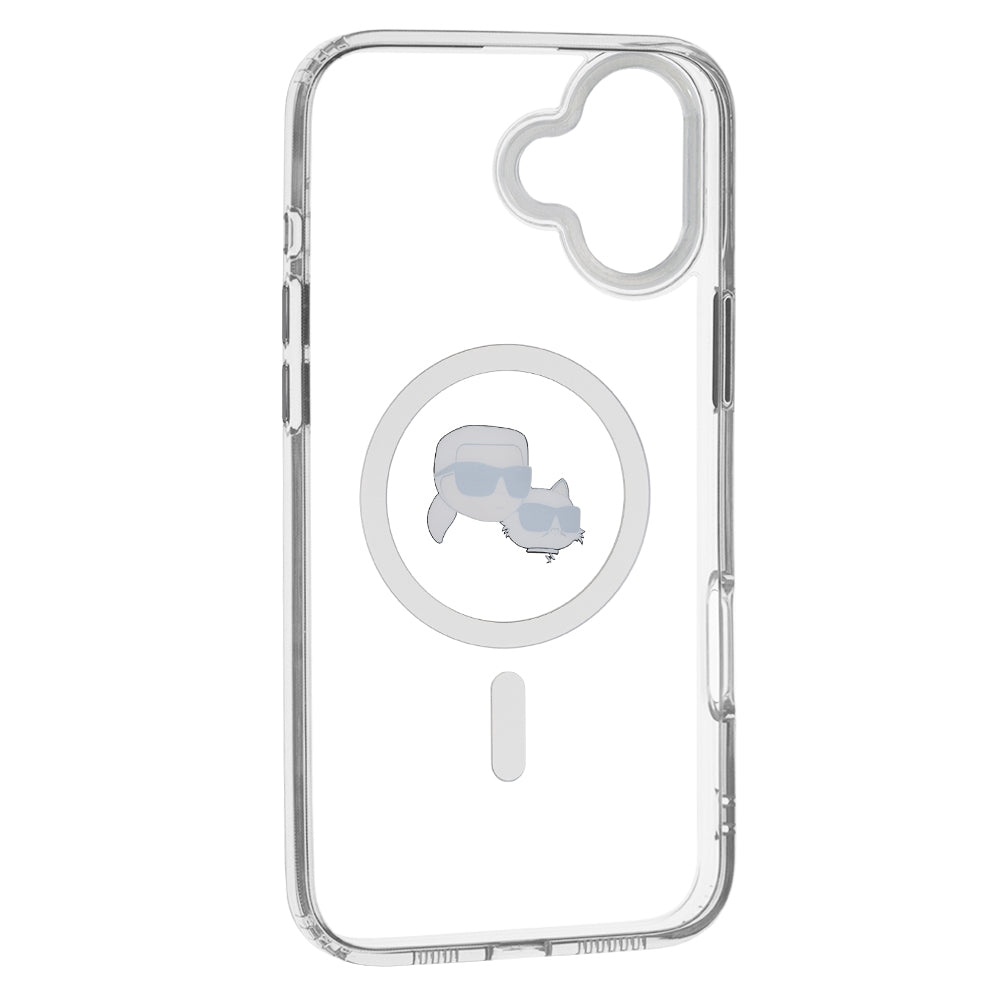 Futrola MagSafe za Apple iPhone 16, Karl Lagerfeld, IML Metal Karl & Choupette's Heads, Bijela