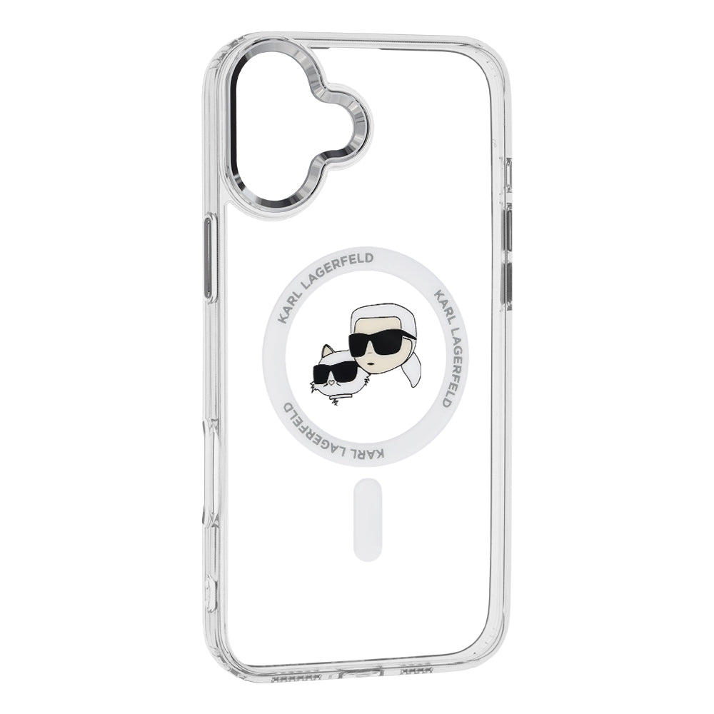 Futrola MagSafe za Apple iPhone 16, Karl Lagerfeld, IML Metal Karl & Choupette's Heads, Bijela