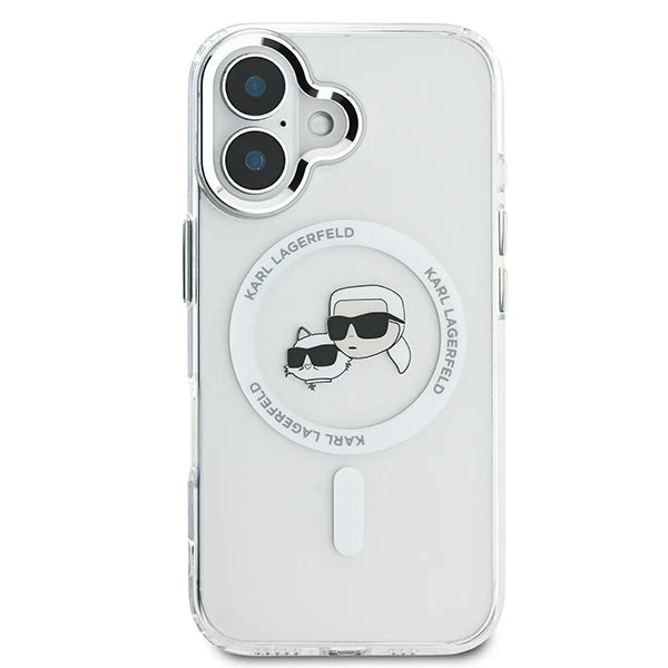 Futrola MagSafe za Apple iPhone 16, Karl Lagerfeld, IML Metal Karl & Choupette's Heads, Bijela
