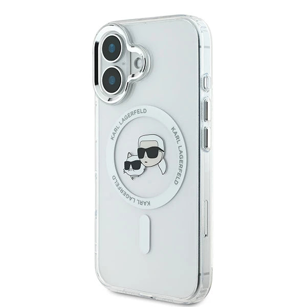Futrola MagSafe za Apple iPhone 16, Karl Lagerfeld, IML Metal Karl & Choupette's Heads, Bijela