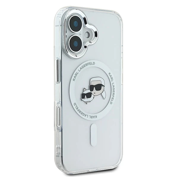 Futrola MagSafe za Apple iPhone 16, Karl Lagerfeld, IML Metal Karl & Choupette's Heads, Bijela