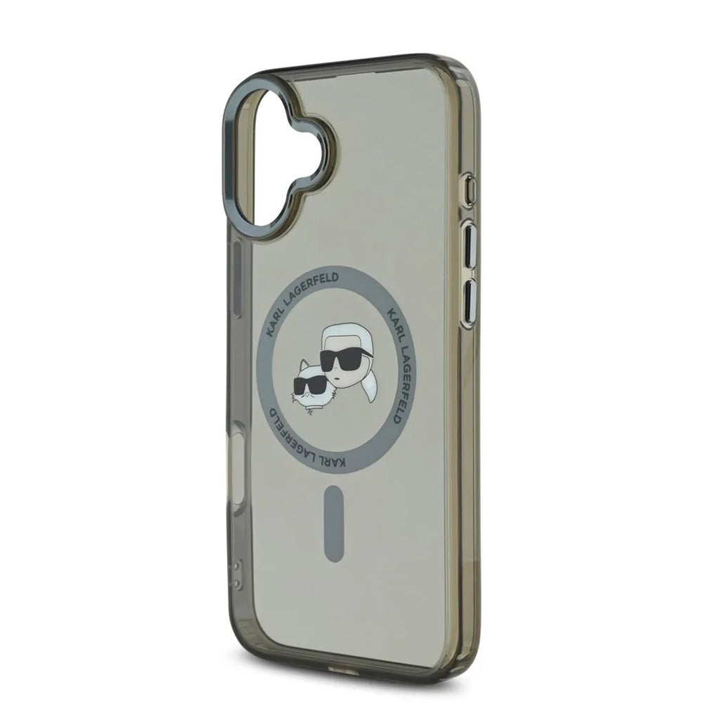 Futrola MagSafe za Apple iPhone 16, Karl Lagerfeld, IML Metal Karl & Choupette's Heads, Crna