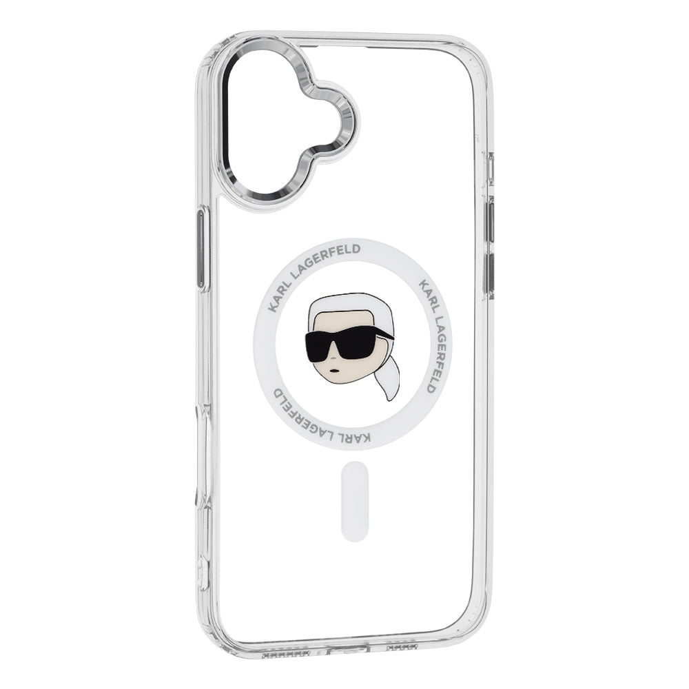 Futrola MagSafe za Apple iPhone 16, Karl Lagerfeld, IML Metal Karl's Head, Bijela