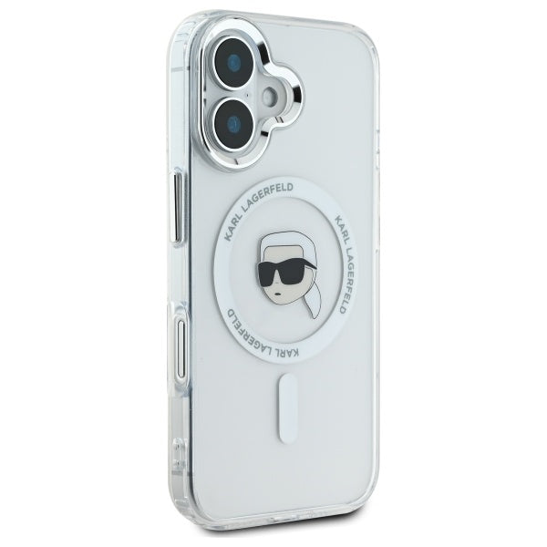 Futrola MagSafe za Apple iPhone 16, Karl Lagerfeld, IML Metal Karl's Head, Bijela