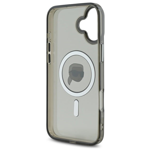 Futrola MagSafe za Apple iPhone 16, Karl Lagerfeld, IML Metal Karl's Head, Crna
