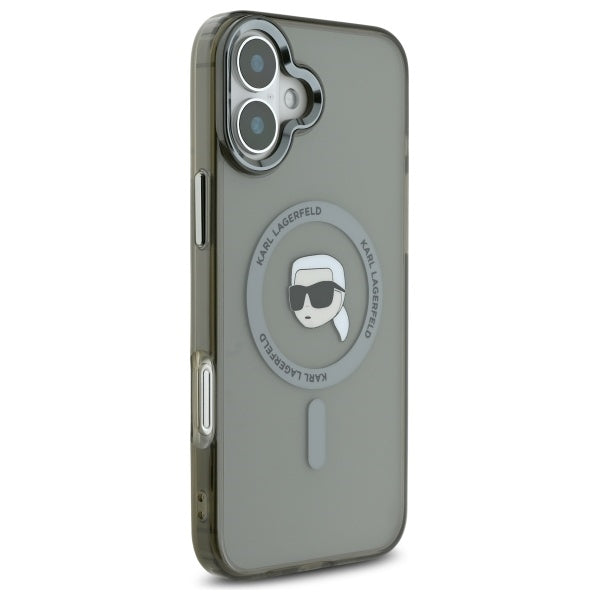 Futrola MagSafe za Apple iPhone 16, Karl Lagerfeld, IML Metal Karl's Head, Crna
