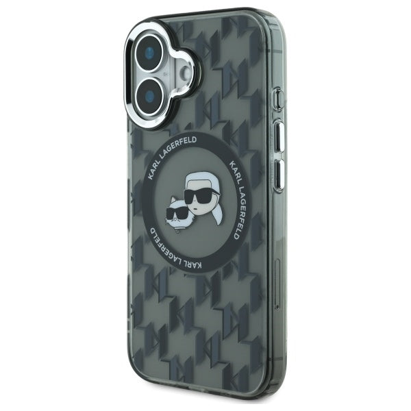Futrola MagSafe za Apple iPhone 16, Karl Lagerfeld, IML Monogram Karl & Choupette's Heads, Crna