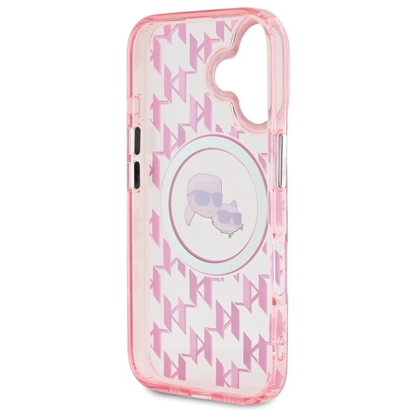 Futrola MagSafe za Apple iPhone 16, Karl Lagerfeld, IML Monogram Karl & Choupette's Heads, Roza