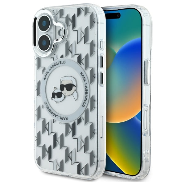 MagSafe futrola za Apple iPhone 16, Karl Lagerfeld, IML Monogram Karl & Choupette's Heads, Prozirna