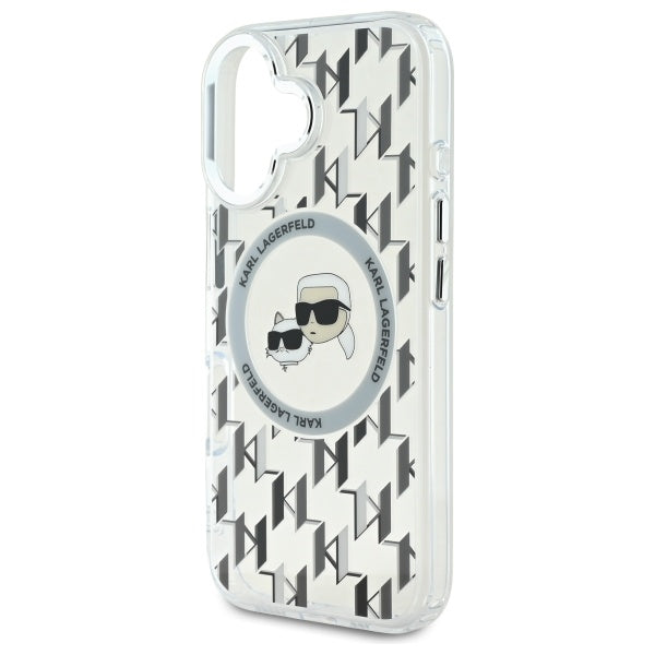 MagSafe futrola za Apple iPhone 16, Karl Lagerfeld, IML Monogram Karl & Choupette's Heads, Prozirna