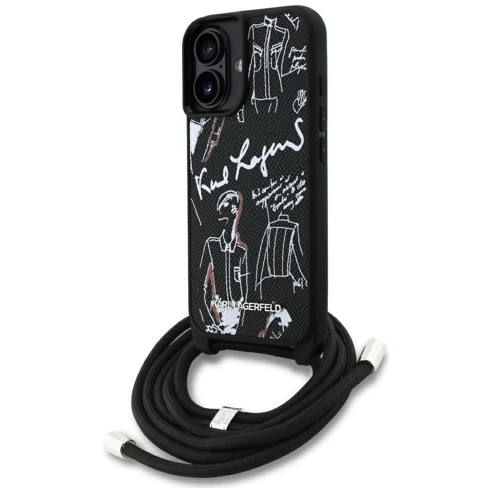 Futrola MagSafe za Apple iPhone 16, Karl Lagerfeld, Saffiano Crossbody, Crna