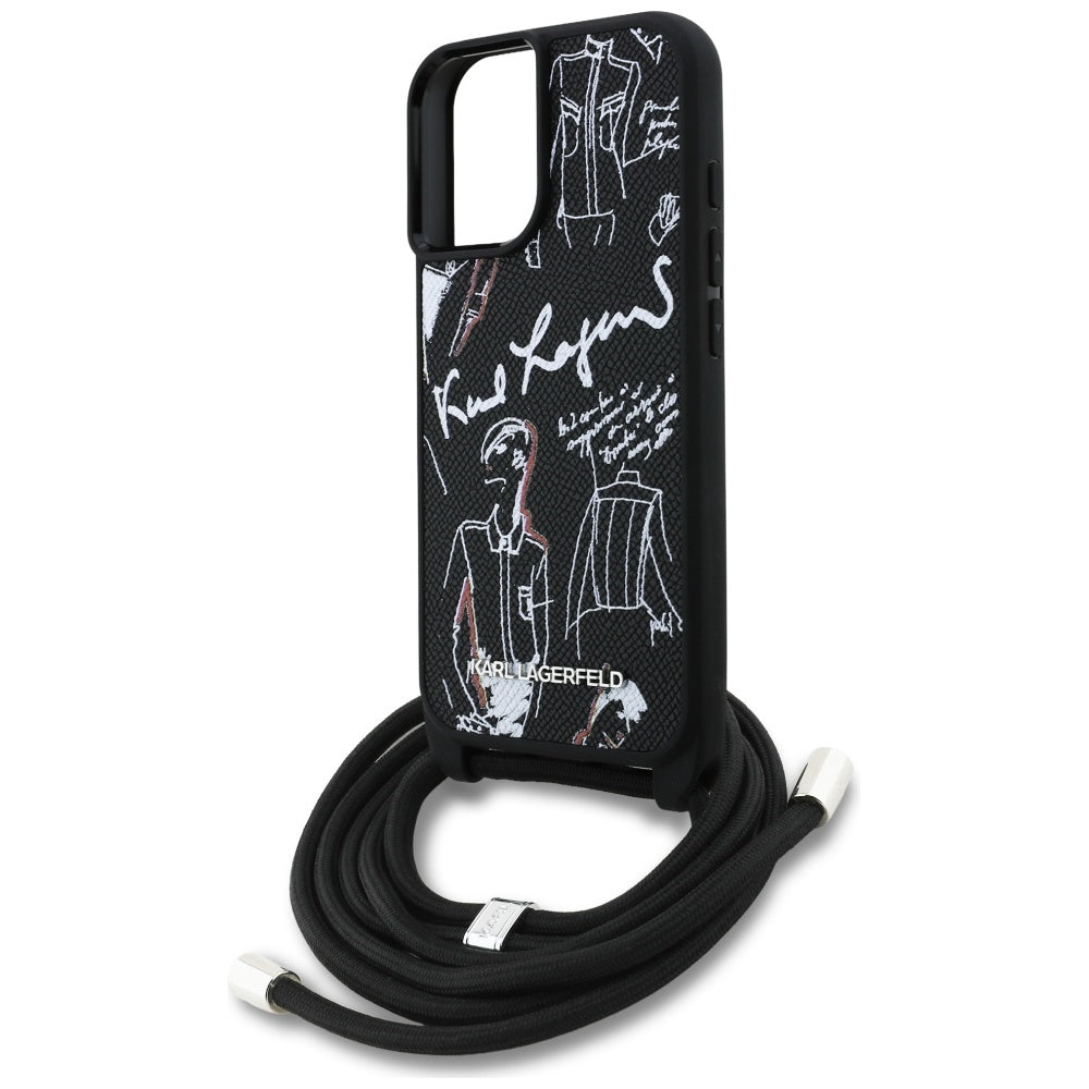 Futrola MagSafe za Apple iPhone 16, Karl Lagerfeld, Saffiano Crossbody, Crna