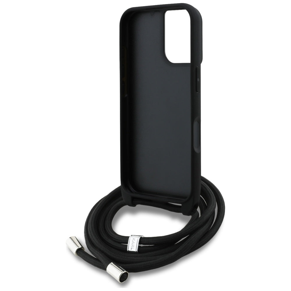 Futrola MagSafe za Apple iPhone 16, Karl Lagerfeld, Saffiano Crossbody, Crna