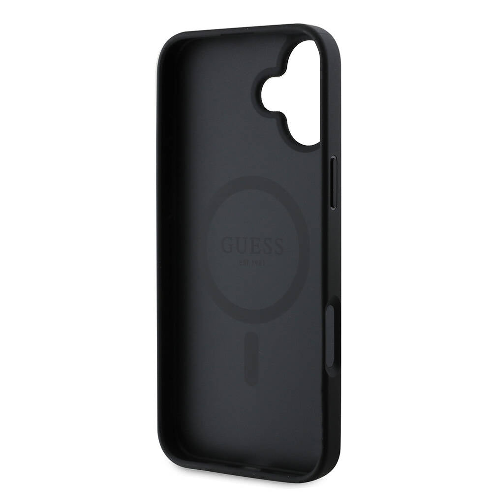 MagSafe futrola za Apple iPhone 16 Plus, Guess, 4G Printed Stripes, Crna
