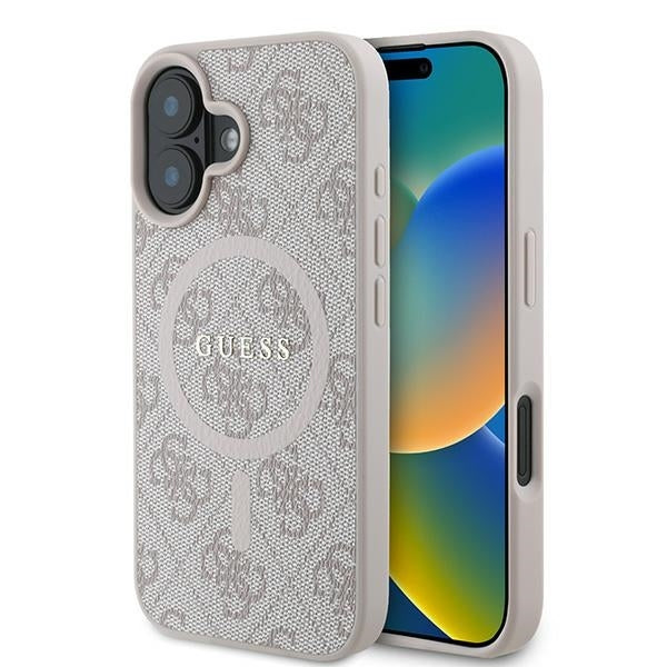 MagSafe futrola za Apple iPhone 16 Plus, Guess, 4G Ring Classic Logo, Roza