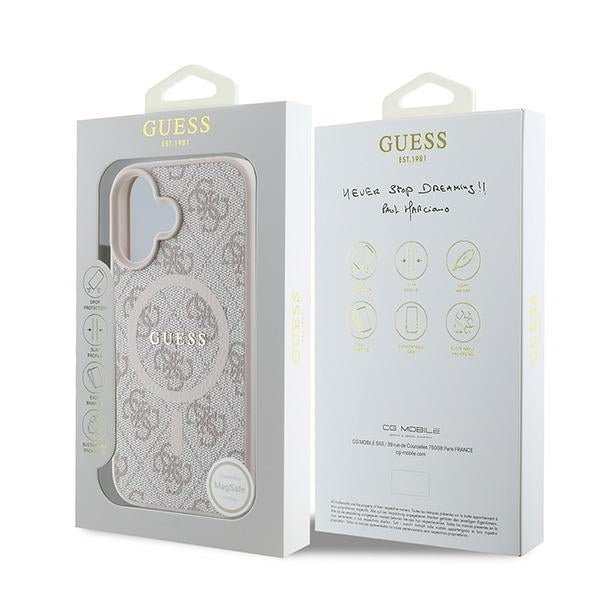 MagSafe futrola za Apple iPhone 16 Plus, Guess, 4G Ring Classic Logo, Roza