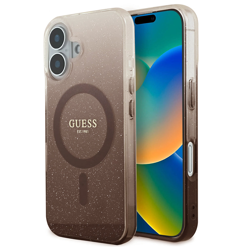 MagSafe futrola za Apple iPhone 16 Plus, Guess, IML Glitter Gradient, Smeđa
