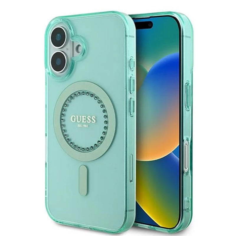 MagSafe futrola za Apple iPhone 16 Plus, Guess, IML Rhinestone, Zelena