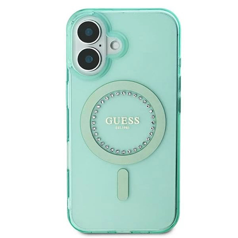 MagSafe futrola za Apple iPhone 16 Plus, Guess, IML Rhinestone, Zelena