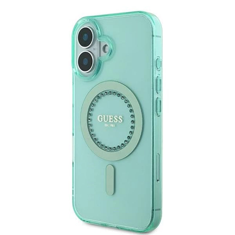 MagSafe futrola za Apple iPhone 16 Plus, Guess, IML Rhinestone, Zelena