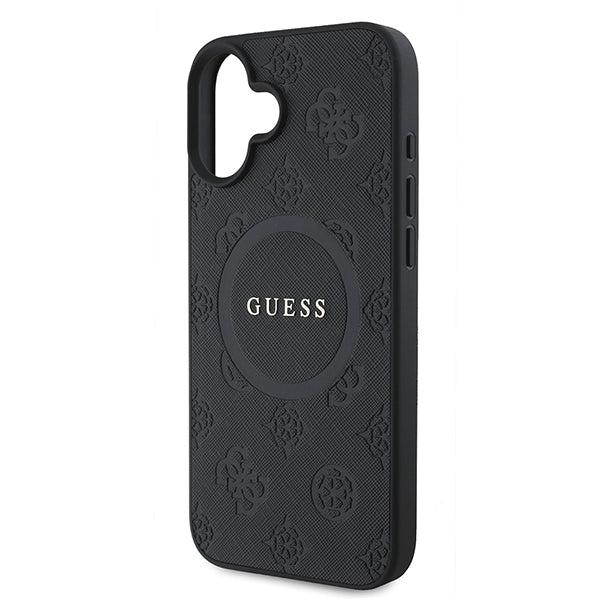 Futrola MagSafe za Apple iPhone 16 Plus, Guess, Saffiano Peony Classic Logo, Roza