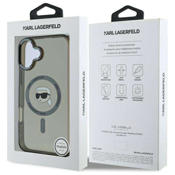 Futrola MagSafe za Apple iPhone 16 Plus, Karl Lagerfeld, IML Karl's Head, Crna