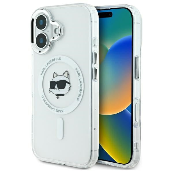 MagSafe futrola za Apple iPhone 16 Plus, Karl Lagerfeld, IML Metal Choupette's Head, Bijela