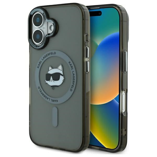 Futrola MagSafe za Apple iPhone 16 Plus, Karl Lagerfeld, IML Metal Choupette's Head, Crna