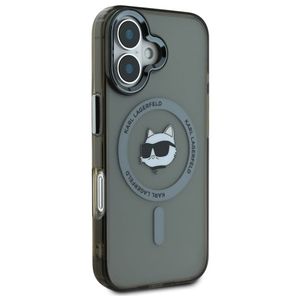 Futrola MagSafe za Apple iPhone 16 Plus, Karl Lagerfeld, IML Metal Choupette's Head, Crna