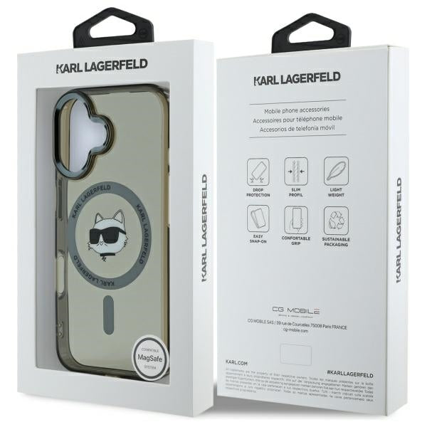 Futrola MagSafe za Apple iPhone 16 Plus, Karl Lagerfeld, IML Metal Choupette's Head, Crna