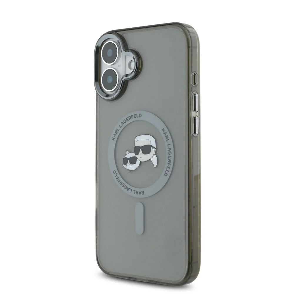 Futrola MagSafe za Apple iPhone 16 Plus, Karl Lagerfeld, IML Metal Karl & Choupette's Heads, Crna