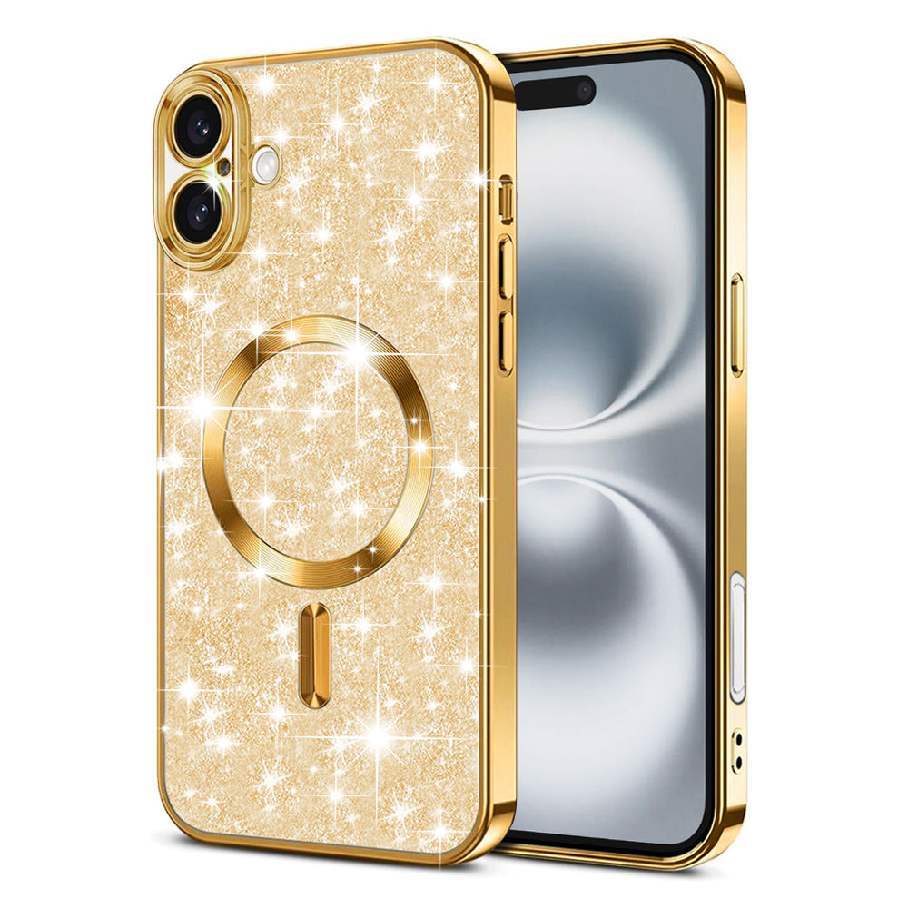 MagSafe maska za Apple iPhone 16 Plus, Techsuit, Luxury Glitter, Zlatna