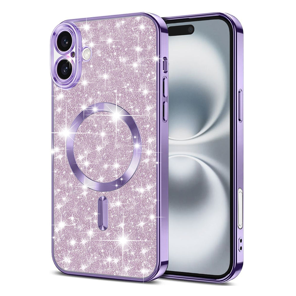 MagSafe futrola za Apple iPhone 16 Plus, Techsuit, Luxury Glitter, Svijetlo Ljubičasta