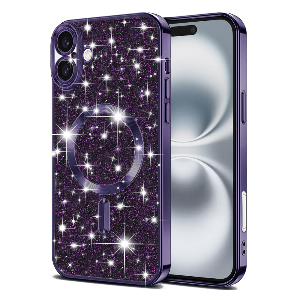 MagSafe futrola za Apple iPhone 16 Plus, Techsuit, Luxury Glitter, Tamno Ljubičasta