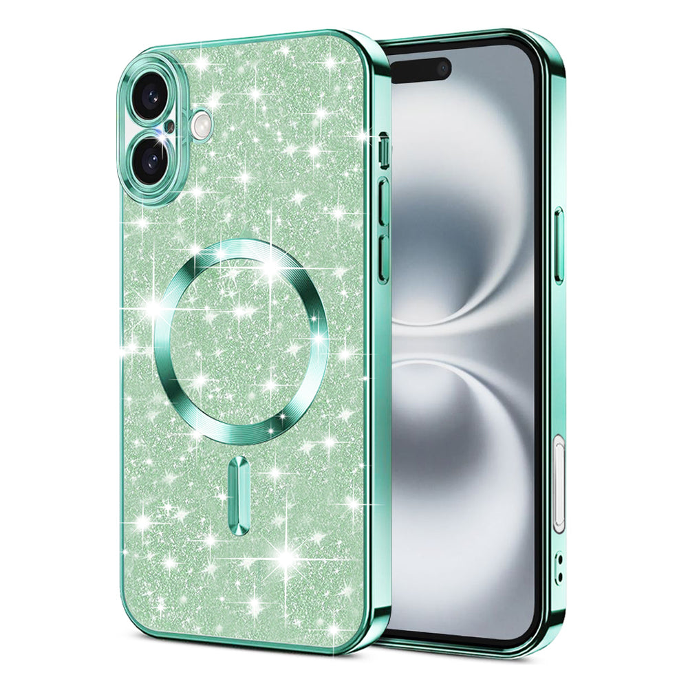 MagSafe maska za Apple iPhone 16 Plus, Techsuit, Luxury Glitter, Svijetlo Zelena