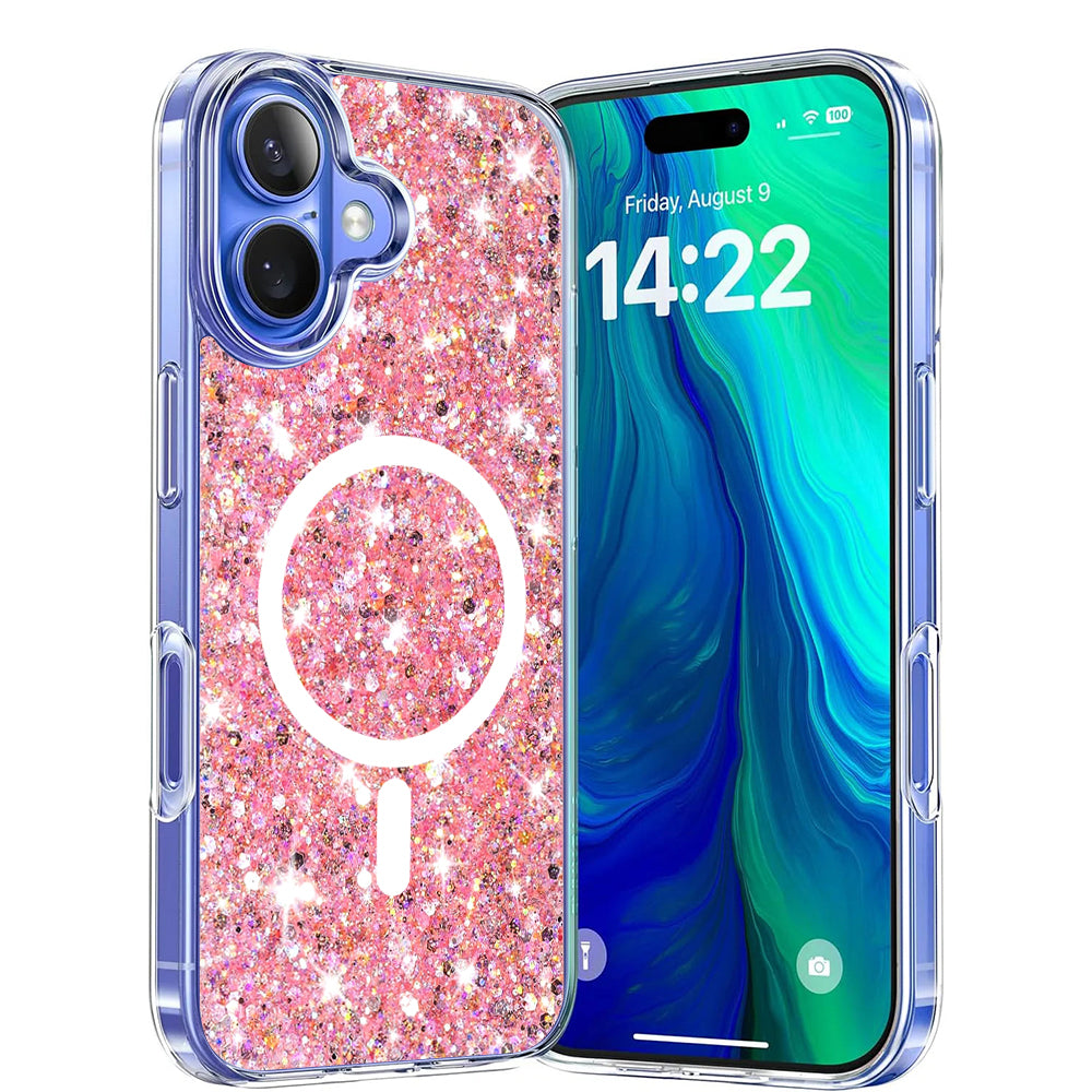 MagSafe futrola za Apple iPhone 16 Plus, Techsuit, Sparkly Glitter, Roza