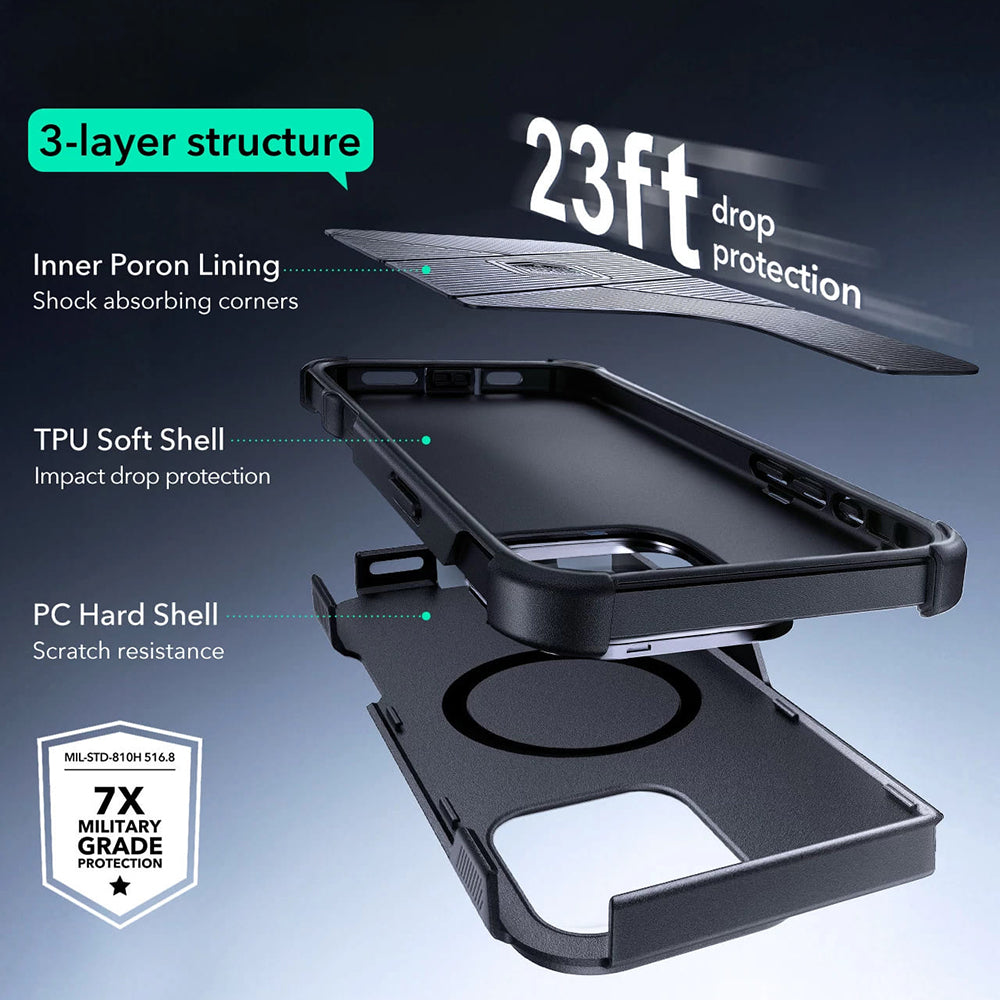 Futrola MagSafe za Apple iPhone 16 Pro, ESR, Cyber Armor Kickstand, Crna
