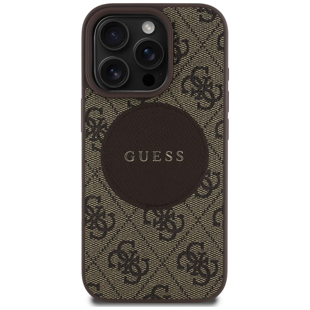 MagSafe futrola za Apple iPhone 16 Pro, Guess, 4G Circle Classic Logo, smeđa