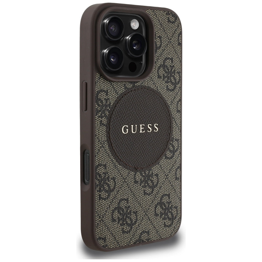 MagSafe futrola za Apple iPhone 16 Pro, Guess, 4G Circle Classic Logo, smeđa